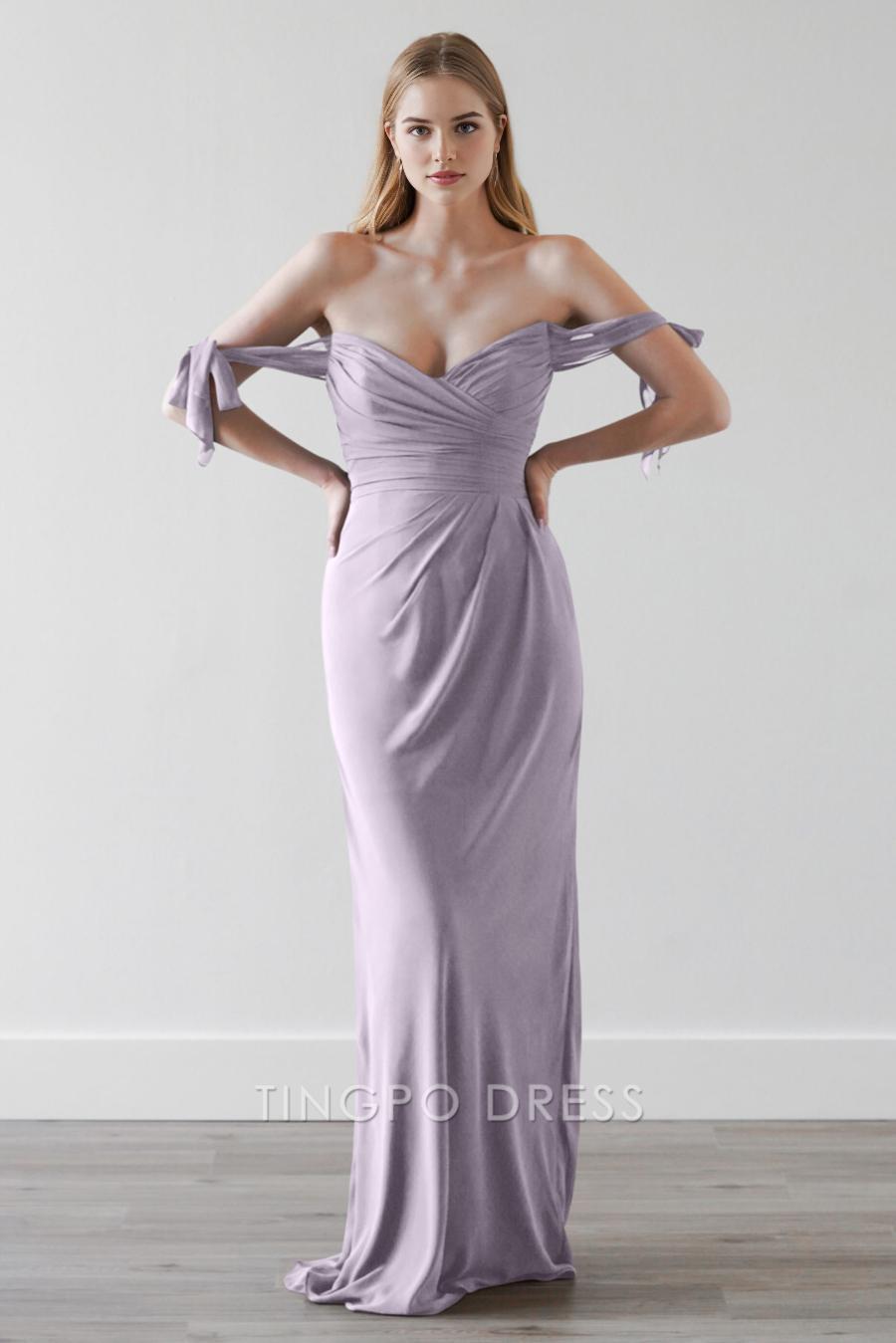 TingPo Wholesale Elegant Strapless one shoulder waist cinching sleeveless floor length ball dress formal women's dress